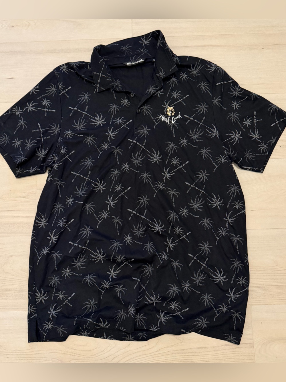 Travis Mathew Black Palm-Print Polo